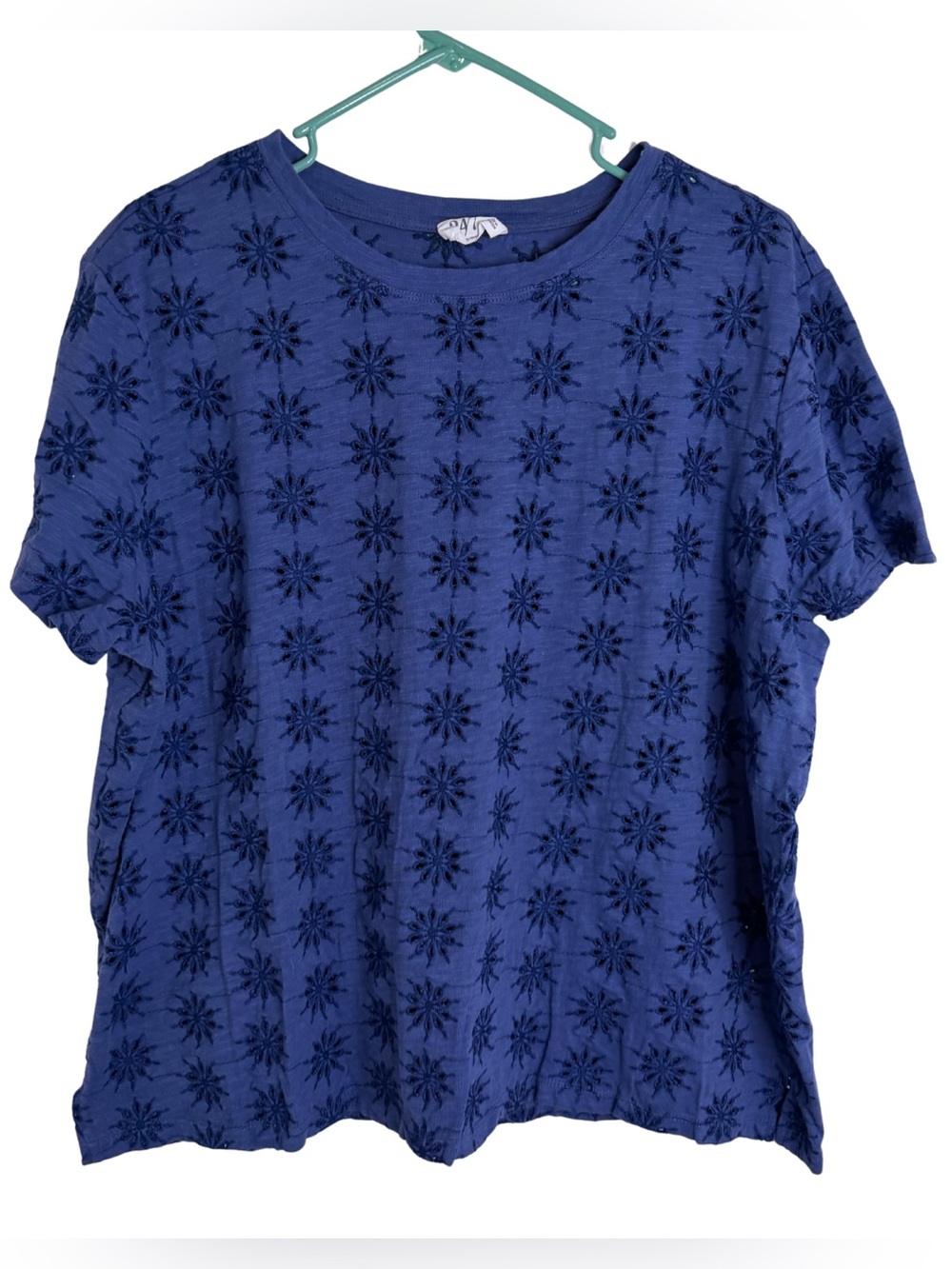 Maurices Blue Eyelet Short Sleeve Tee Shirt Size 1X